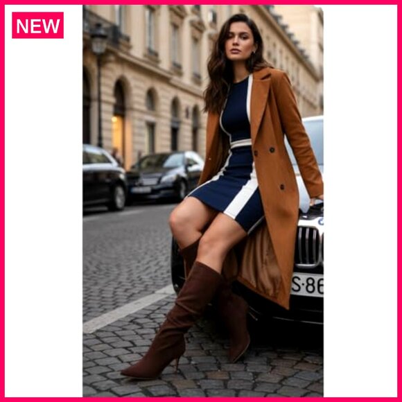 Vegan Suede Mid-Calf Boots with Memory Foam, 3-Inch Heel, Wide Width - Picture 4 of 8